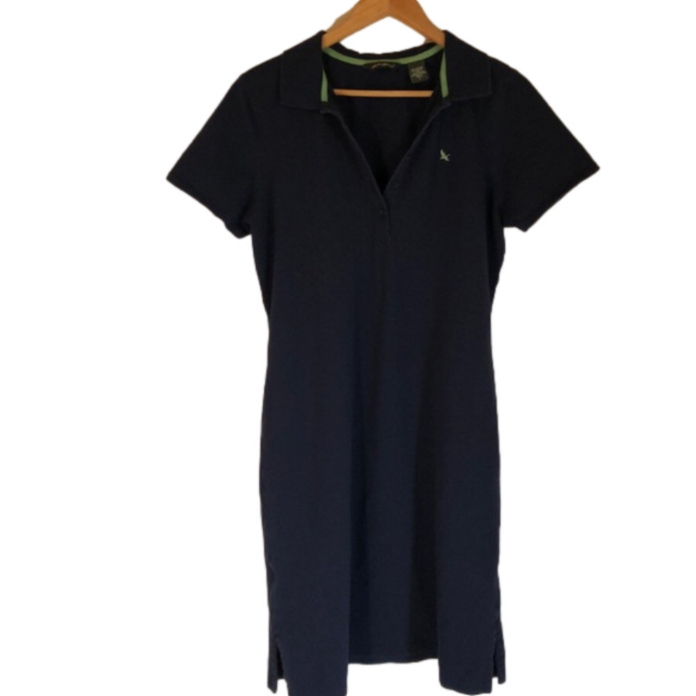 EDDIE Bauer Tall Navy Blue Logo Collar Dress Large